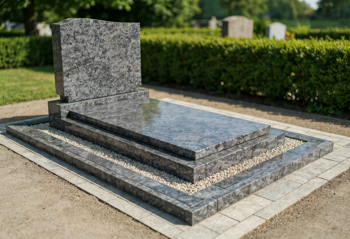 Poglądowe zagospodarowanie otoczenia nagrobka z opaską i kruszywem